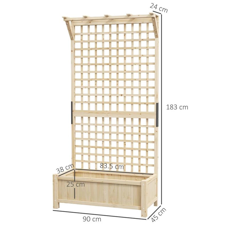 FIORIERA DA GIARDINO CON TRALICCIO PER PIANTE RAMPICANTI, 90X45X183 CM, LEGNO NATURALE
