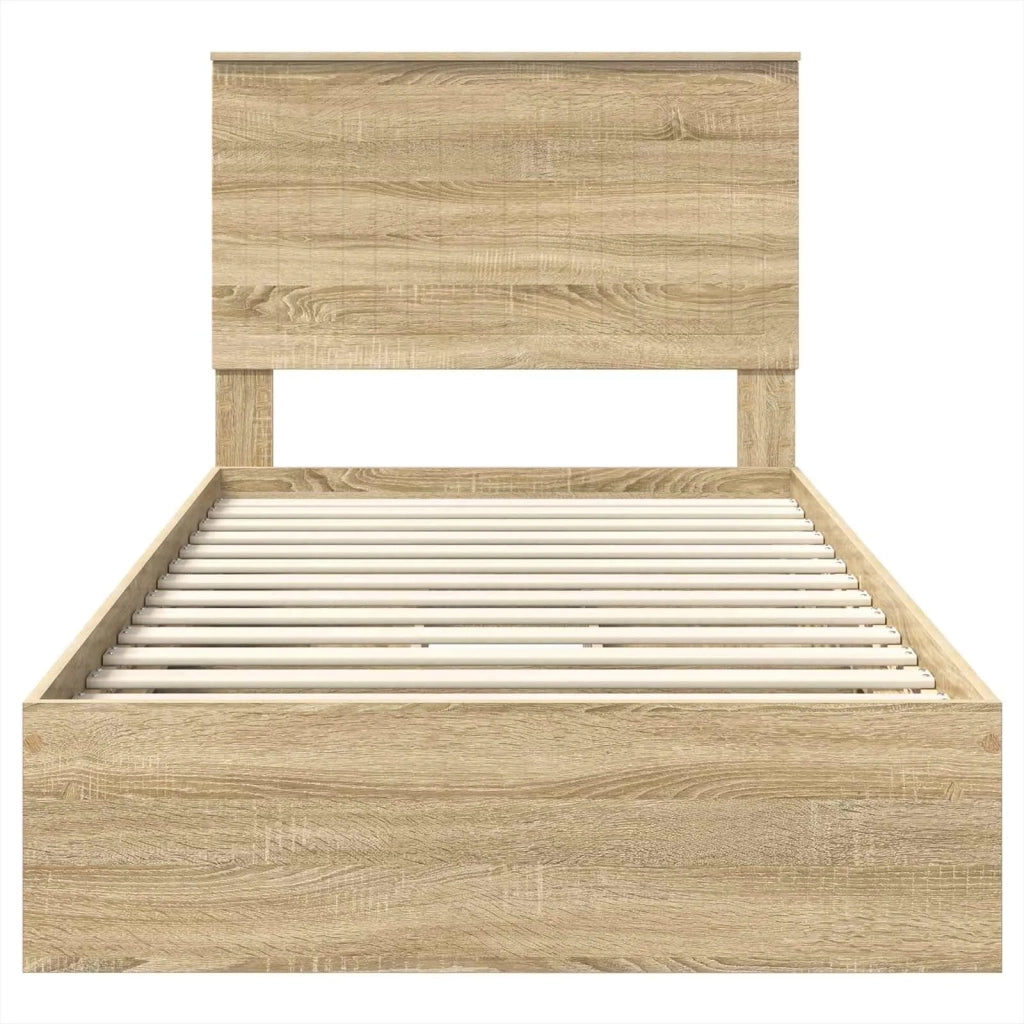 Letto con Contenitore con testiera Rovere Sonoma 100 x 200 cm 3411238
