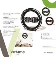 1 Pezzo Orologio da Parete con Led Data Temperatura e Sveglia 30 cm 3 Colori