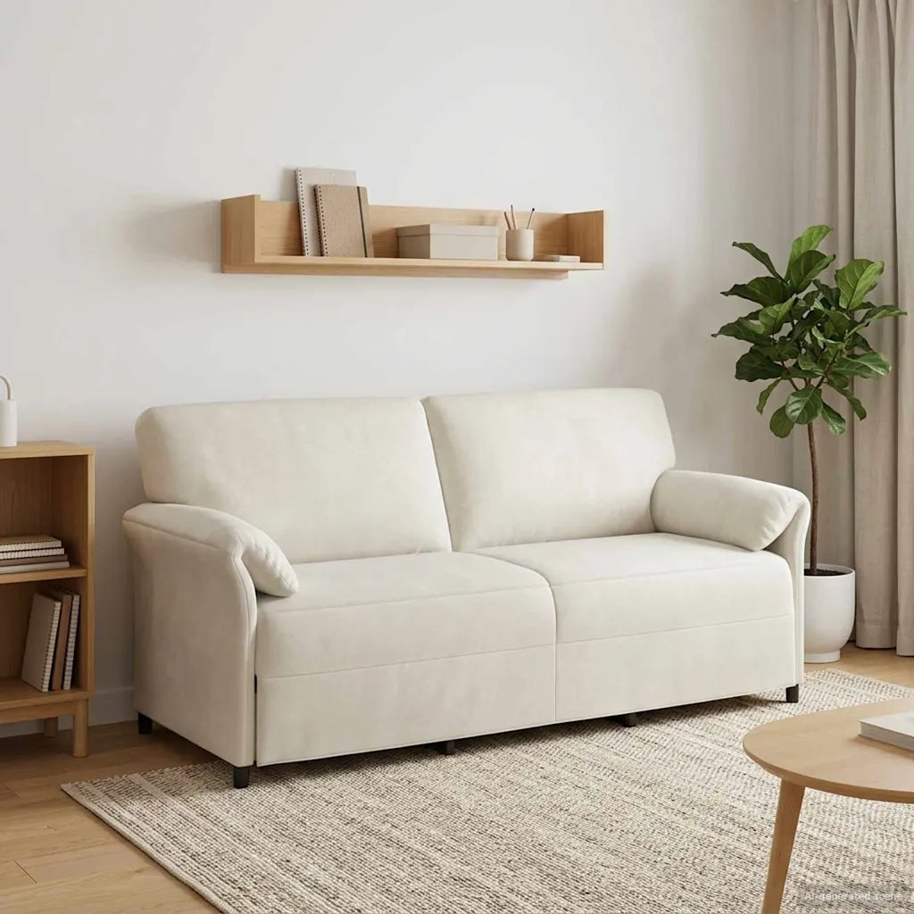 Divano 3-Persone Crema 198 x 83 x 95 cm Velluto
