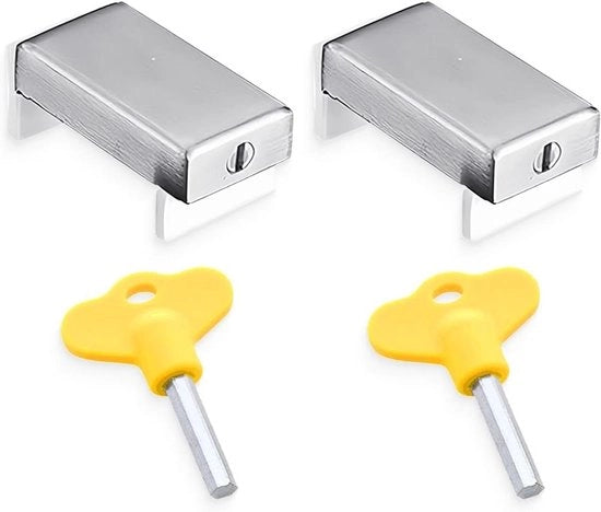 Blocco di Finestra in Alluminio Leggero con Chiave Regolabile per Blocco Finestra Slittante con Fermaglio per Sicurezza dei Bambini