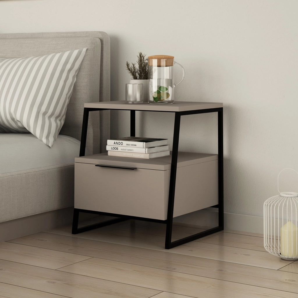Comodino in legno "Pal" 45 x 41 x 50 cm - Moka chiaro