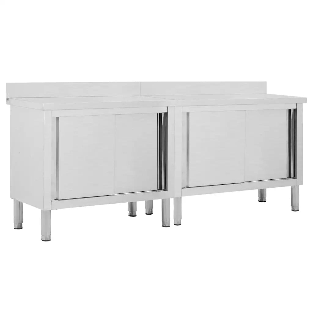 Tavoli da Lavoro Ante Scorrevoli 2 pz 200x50x(95-97) cm Acciaiocod mxl 120358