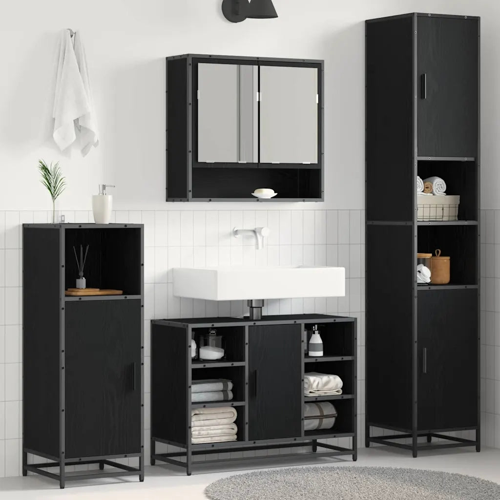 Set di mobili per il bagno Rovere Nero 35 x 37,5 x 188,5 cm