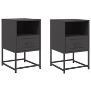 Set di 2 Comodini | Armadio da Notte | Mobiletto da notte Neri 36x39x60,5 cm in Acciaio