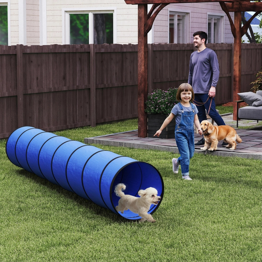 Tunnel per cani Agility 300x50 cm ¨C zephmum ¨C Blu con 4 picchetti e borsa