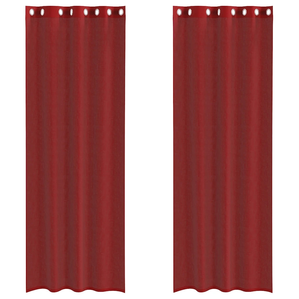 Tende in Voile con Occhielli 2 pz Rosso Vino