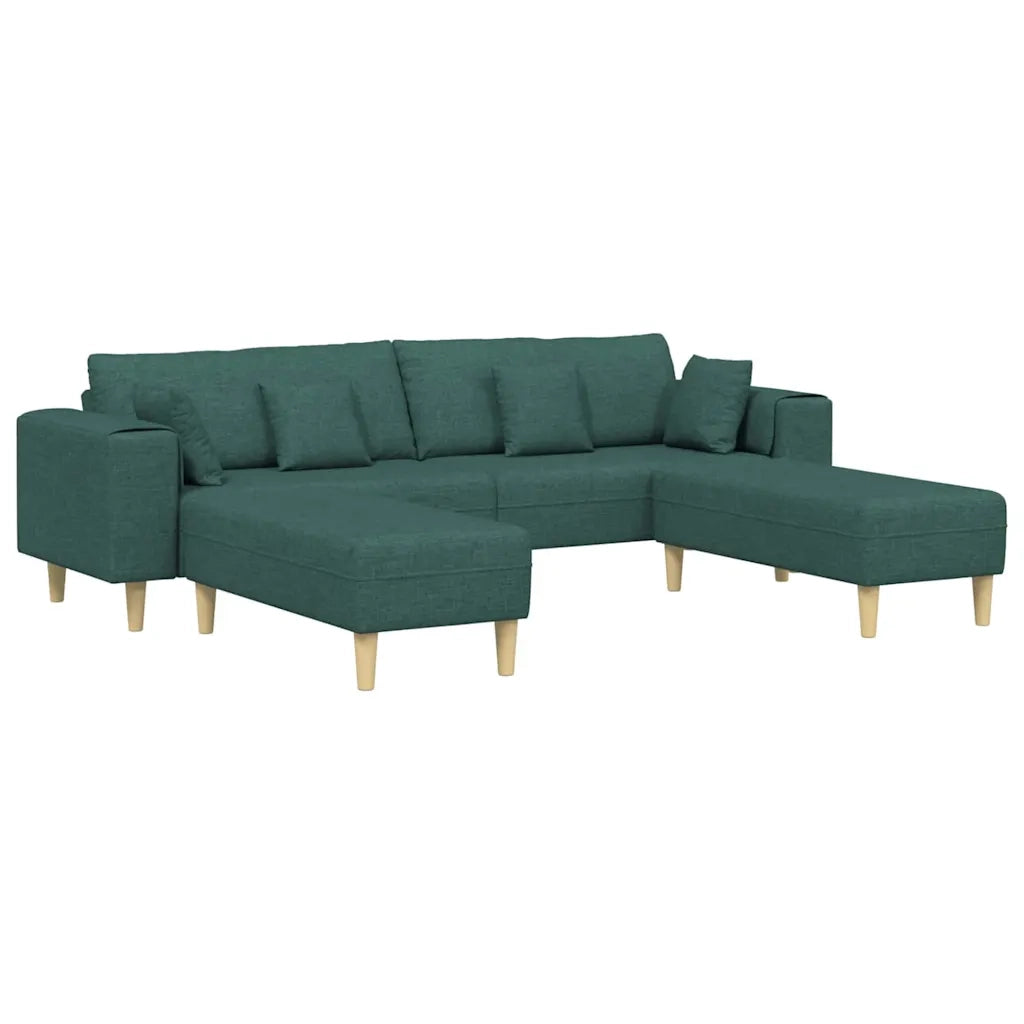 Divano in tessuto con cuscino 3 pcs Verde Scuro 208 cm Tessuto