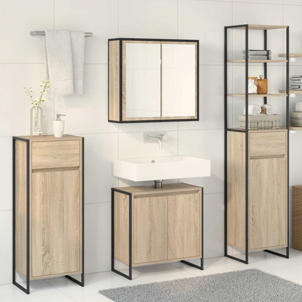 Set di mobili per il bagno Rovere Sonoma Legno multistrato