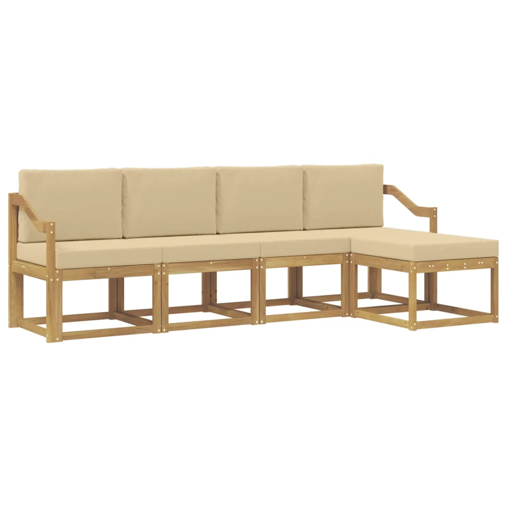 Set di divani da esterno 5 pz Bianco e Beige 3387507
