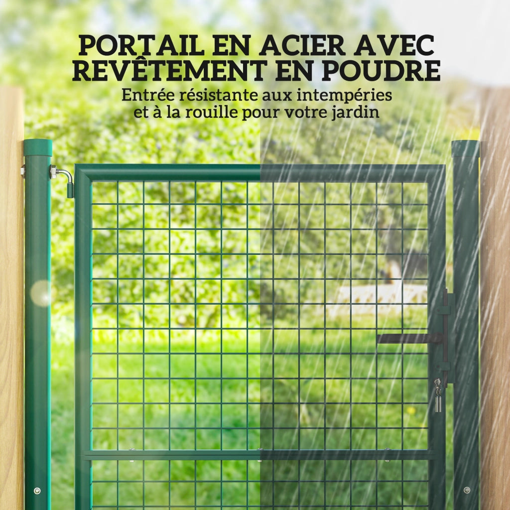 Portillon da giardino in acciaio con serratura ¨C zephmum ¨C verde 97x175 cm