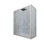 Box doccia 2 ante scorrevoli 80x140 CM H 200 Vetro Trasparente Profilo Champagne mod. Glam Duo
