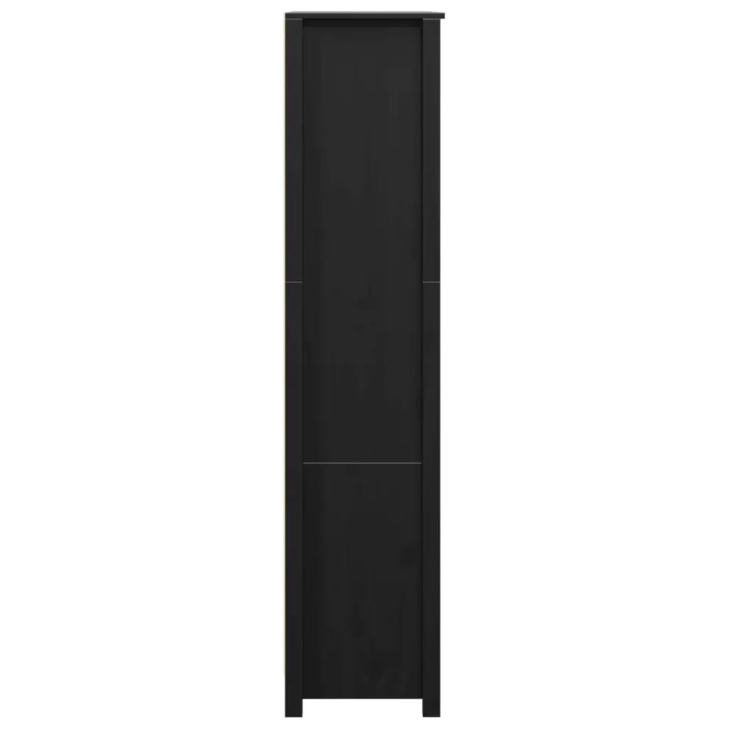 Credenza Nera 80x35x154 cm in Legno Massello di Pino