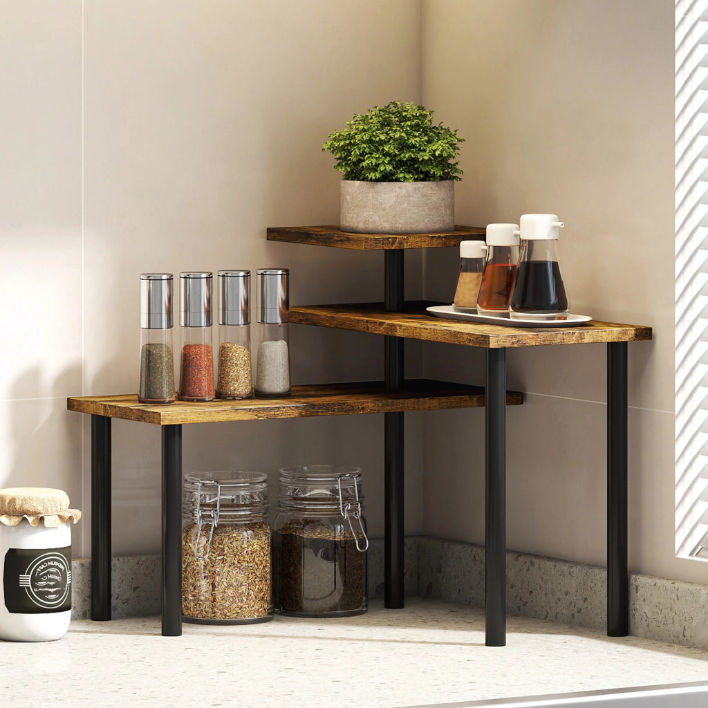 Mobile da cucina, scaffale girevole per microonde a 3 livelli ¨C Zephmum ¨C Metallo industriale, 40x18x36,5 cm