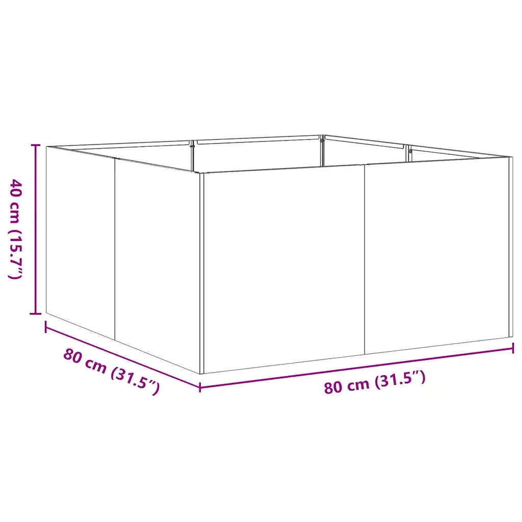 Fioriera-Vaso-Contenitore per Piante Verde Oliva 80x80x40 cm in Acciaio Laminato a Freddo