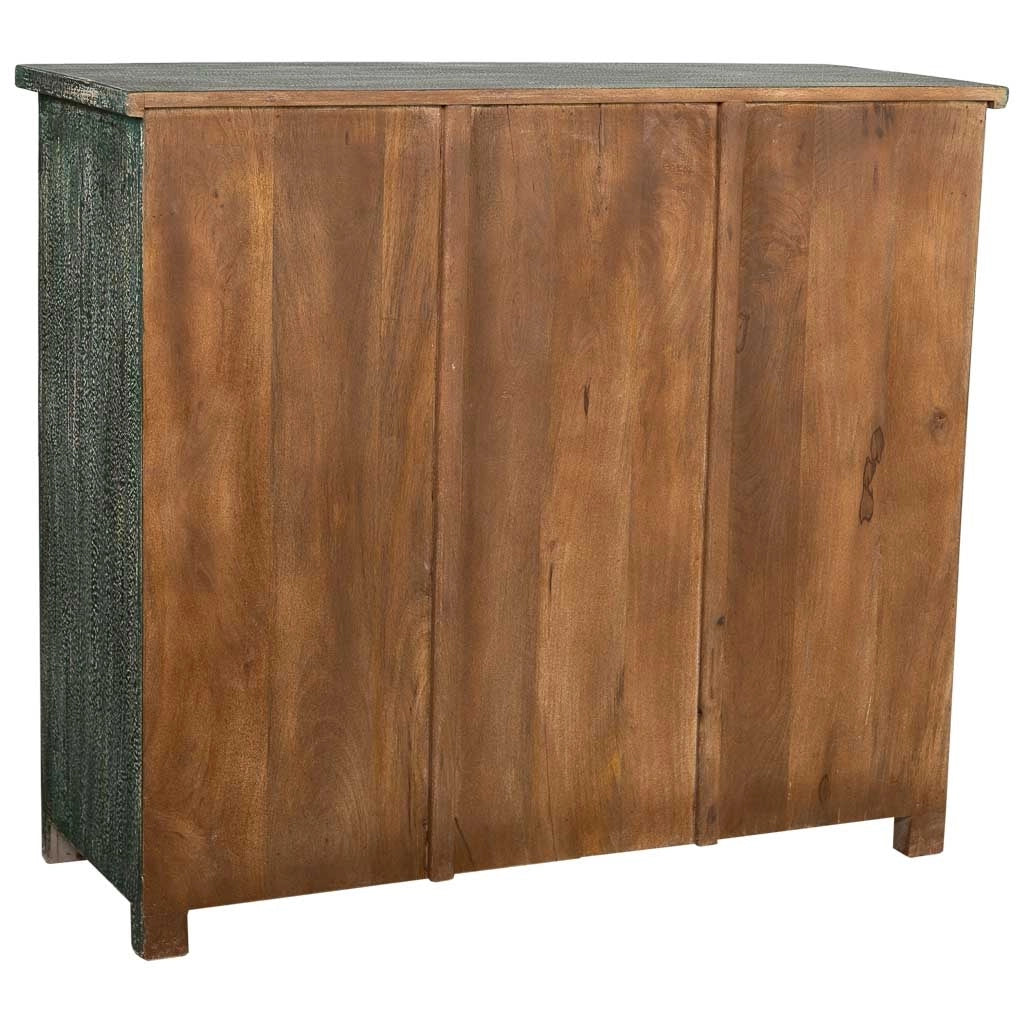 Credenza in legno invecchiato verde 103x40x90