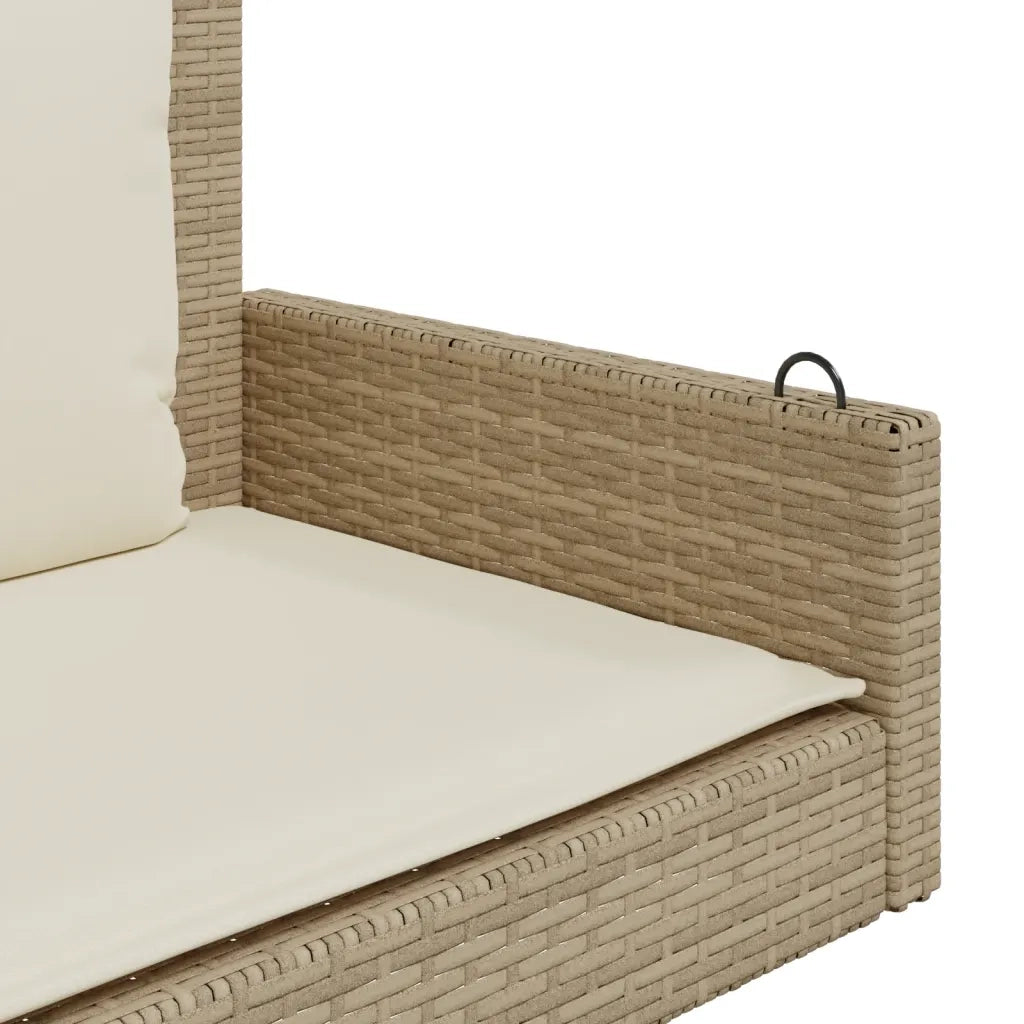 Panca da Giardino | Panchina a Dondolo con Cuscini Beige 119x56x48 cm in Polyrattan
