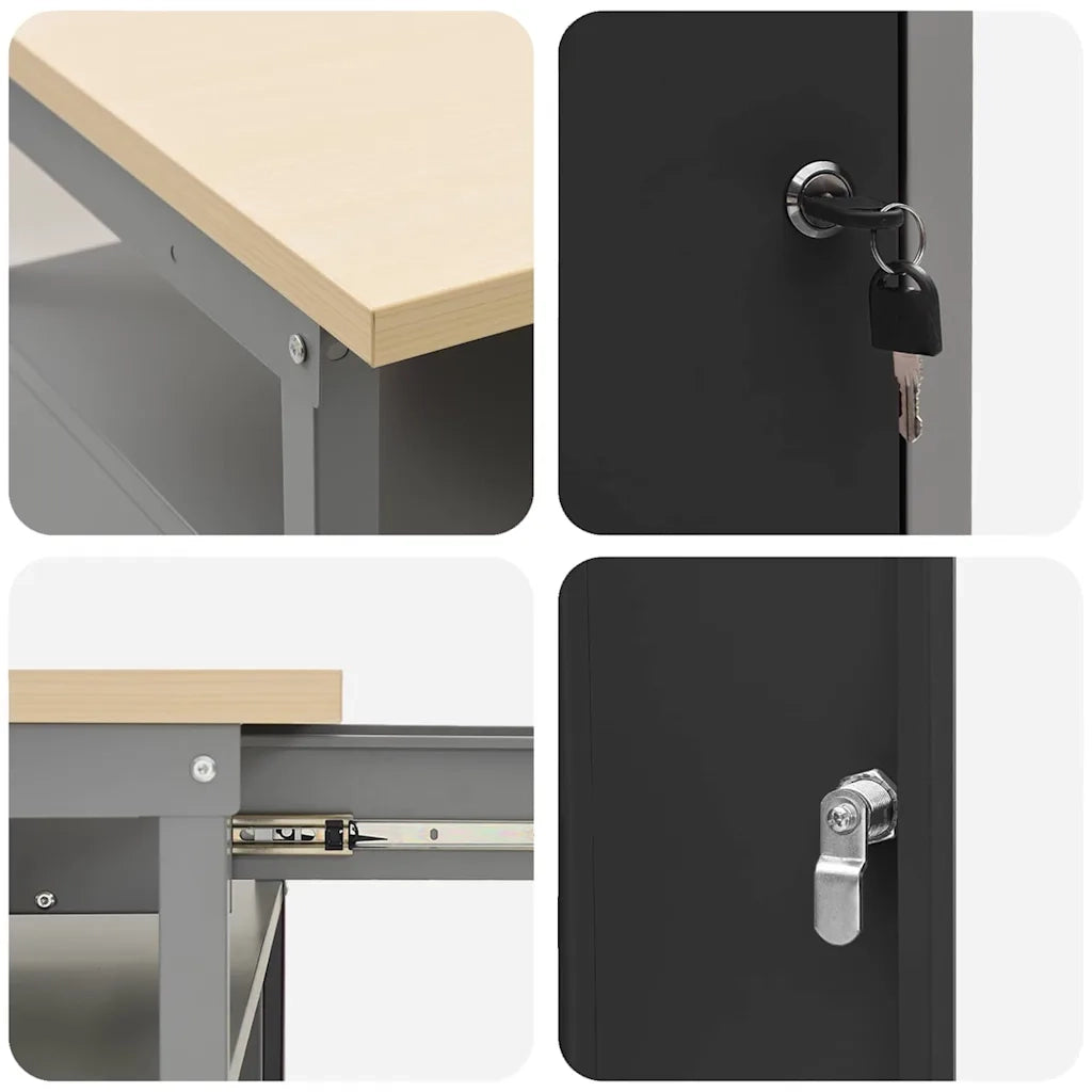 Banco da lavoro con cassetto Nero e Grigio 100 x 55 x 85 cm CFW9049318