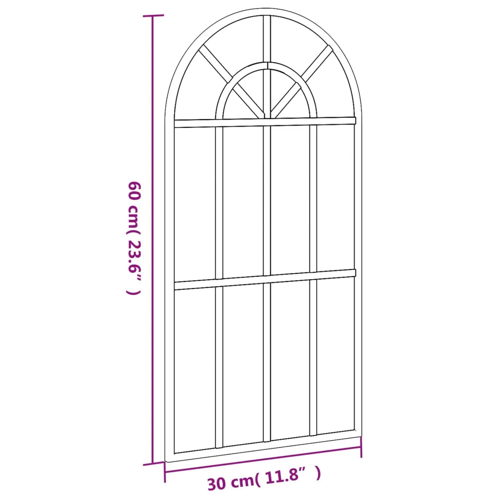 Specchio da Parete Nero 30x60 cm Arco in Ferro 358624