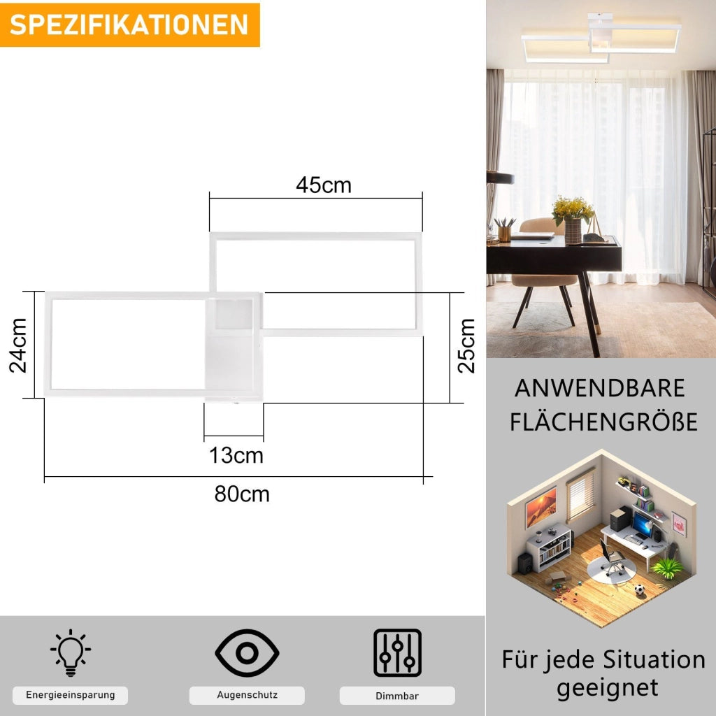 ZMH Lampada da soffitto LED moderna metallo telecomando 2 luci per camera letto