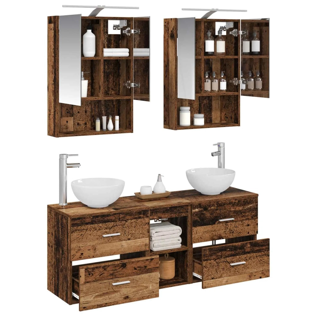 Set di Armadi da Bagno 5 pcs Legno antico 50 x 14,5 x 70 cm 3406685
