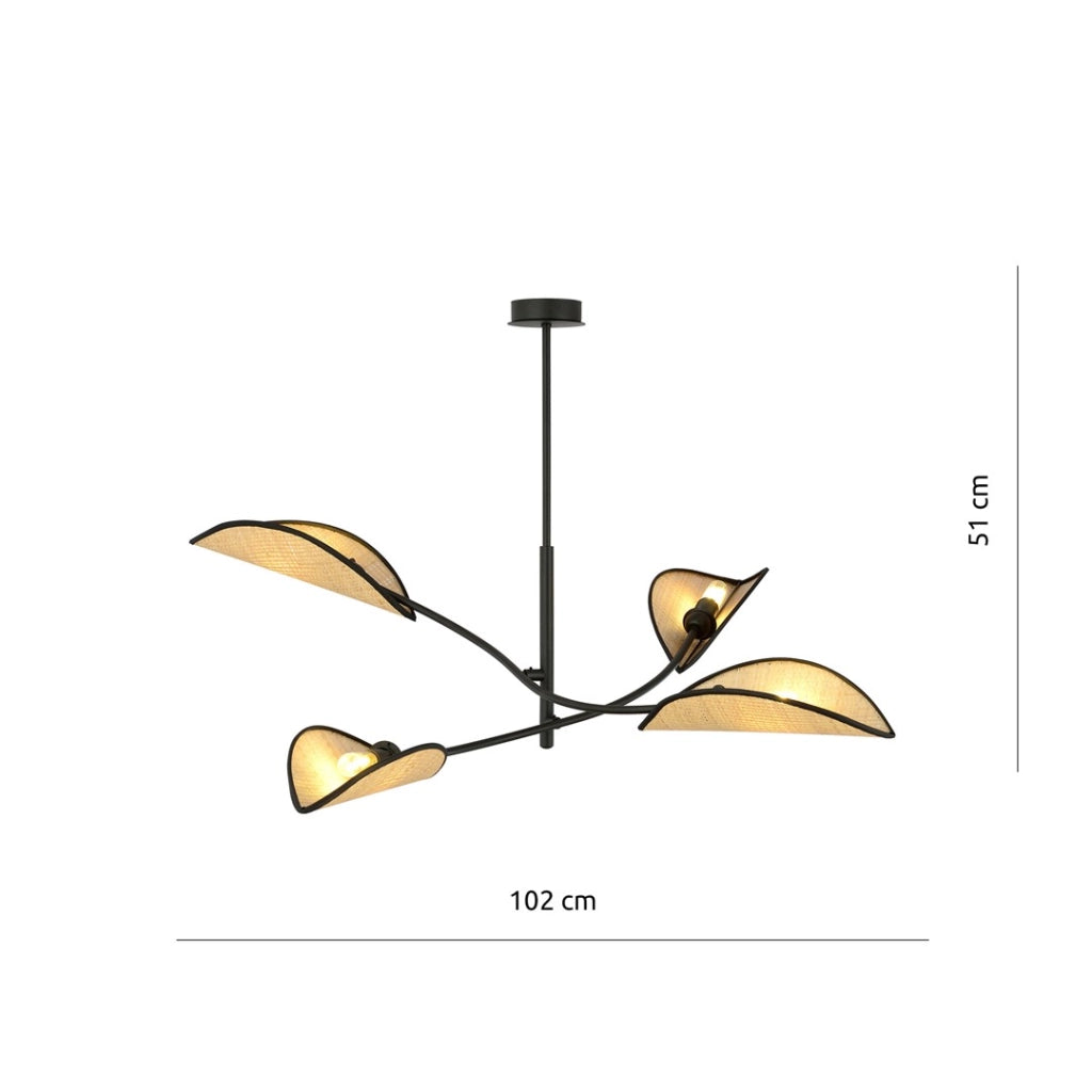 Plafoniera Emibig Lotus 4xE14 nero rattan 102cm IP20