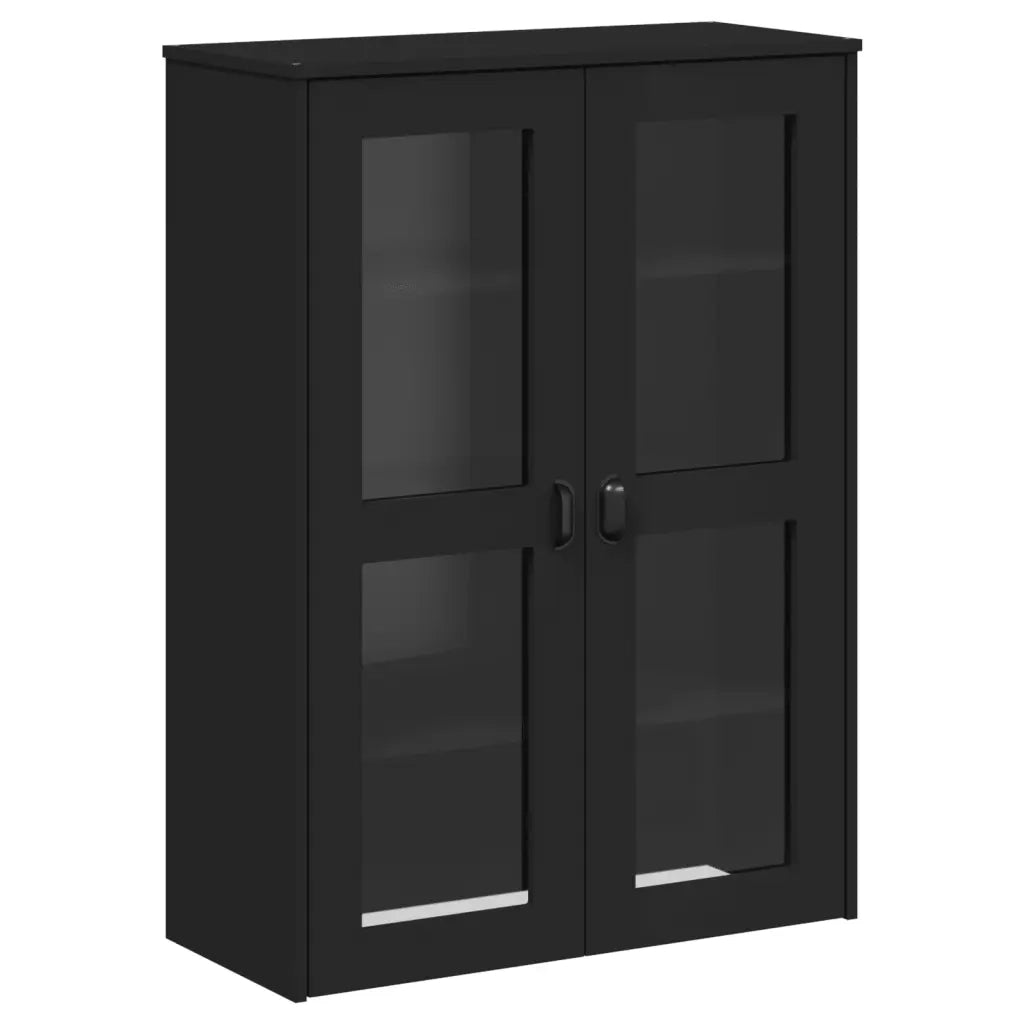 Credenza VIKEN Nera 80x40x190 cm in Legno Massello di Pino 3207145