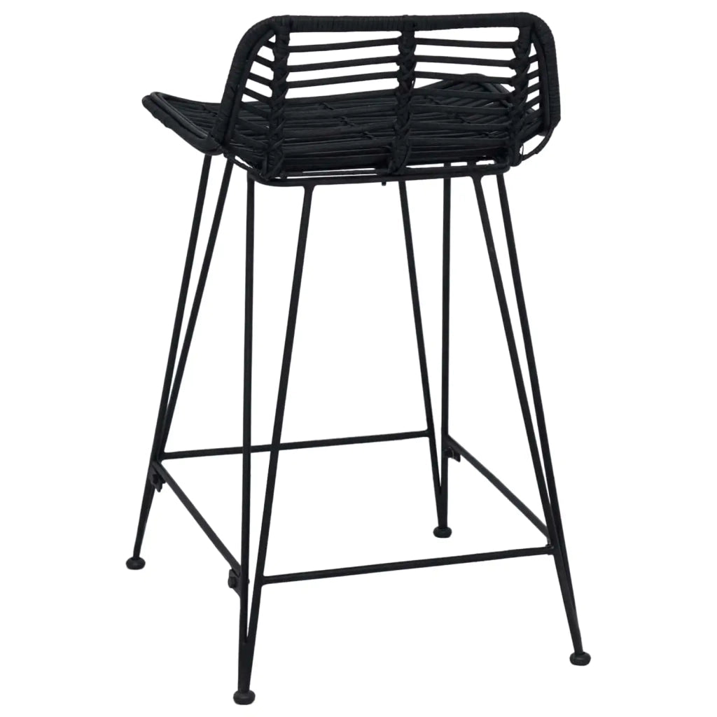 Sgabello da bar 2 pcs Nero 44 x 45 x 76 cm Rattan e acciaio