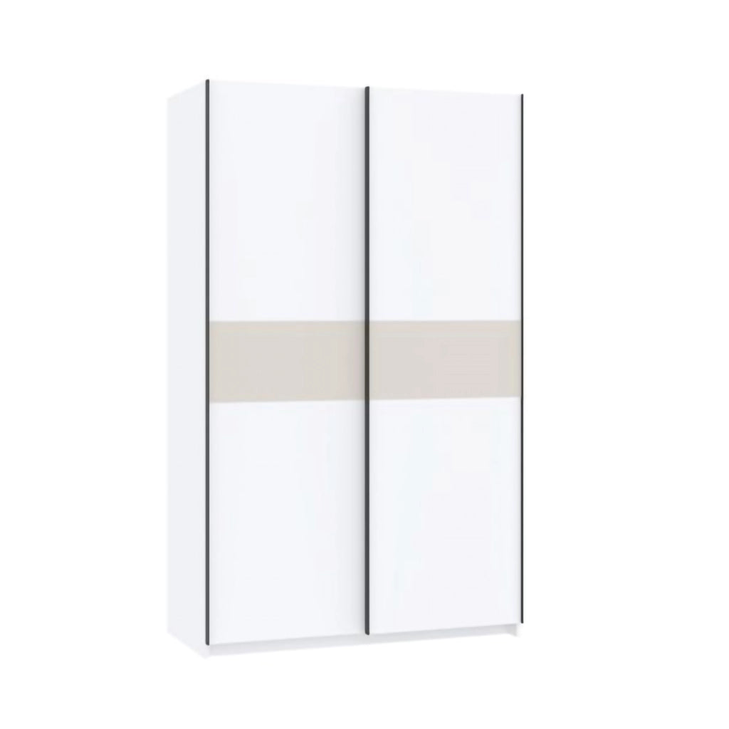 Armadio Camera da Letto Maba, Guardaroba 2 Ante 2 Ripiani, 120x204h cm Bianco