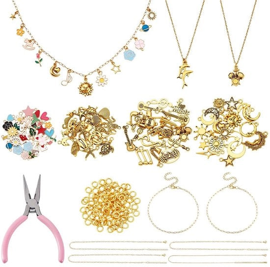 Kit per creare gioielli in DIY con catenelle e anelli in acciaio inossidabile