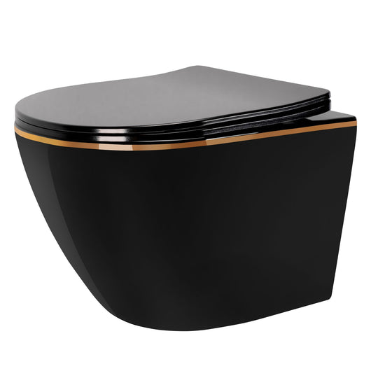Vaso Wc Sospeso Rea Carlo Mini Tornado Black Gold Egde