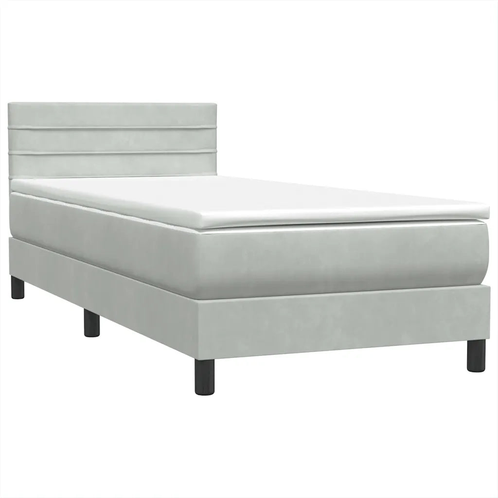 Letto a Molle con Materasso e LED Grigio Chiaro 80x220 cm Velluto 3317001