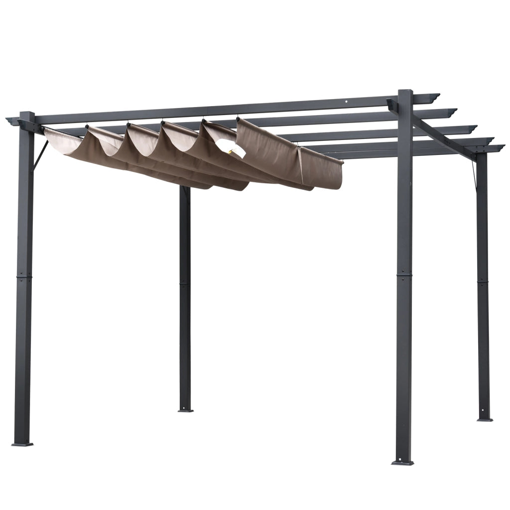 Pergola da Giardino con Tettuccio Retrattile ¨C zephmum ¨C 3x3 m Grigio Alluminio