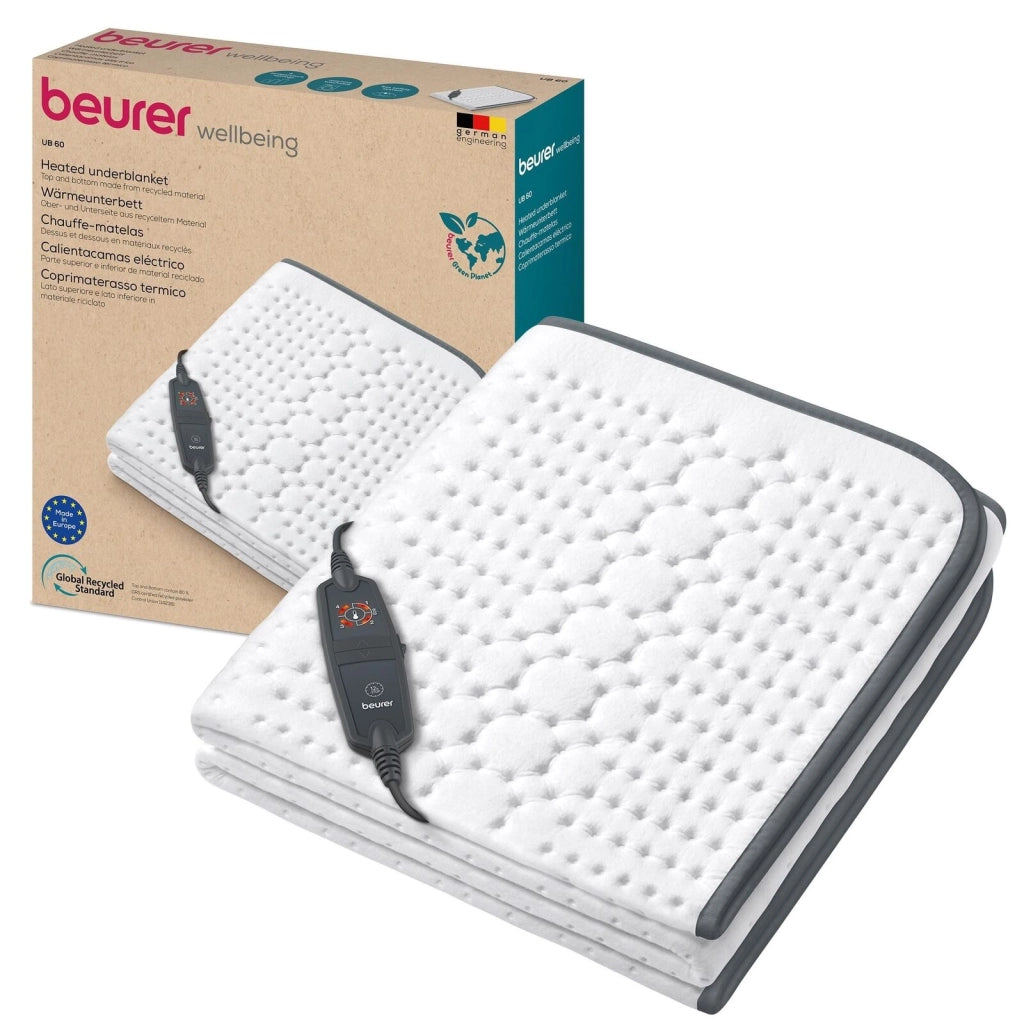 Beurer Scaldaletto UB 60 Green Planet Coprimaterasso Termico Singolo 130x75cm Poliestere 6 Livelli