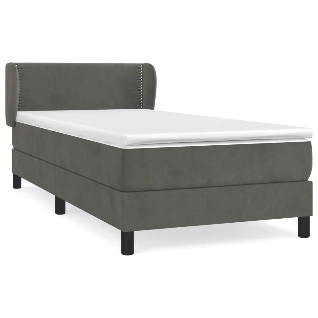 Giroletto a Molle con Materasso-Struttura Letto Grigio Scuro 90x190 cm Velluto 804686
