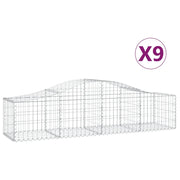 Set di 9 gabbioni ad arco per recinzione gabbia o muro di contenimento 200 x 50 x 40/60 cm ferro zincato argento 02_0041268
