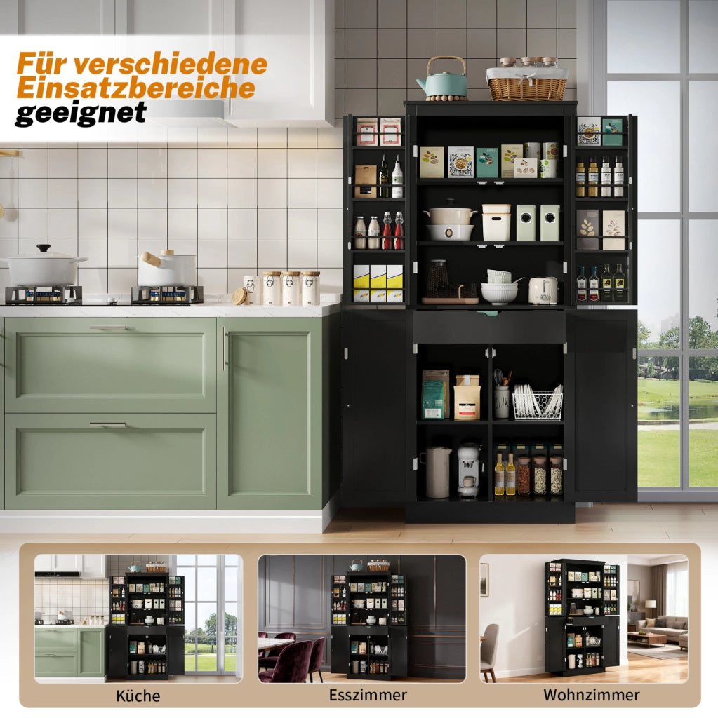 Credenza alta multifunzione 182x75x40 cm in MDF nero