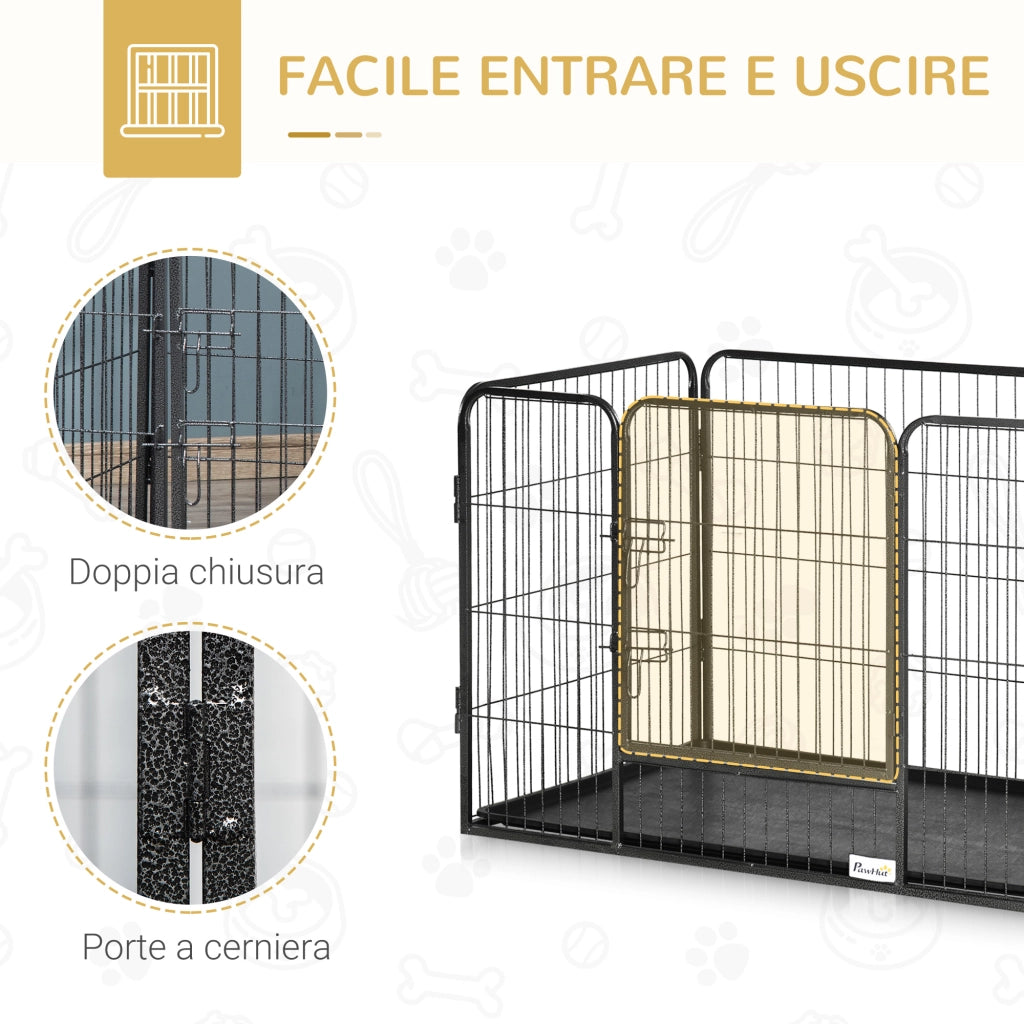 Box per Cani in Metallo con Porta e Vassoio ¨C zephmum ¨C Grigio 109x74x71cm