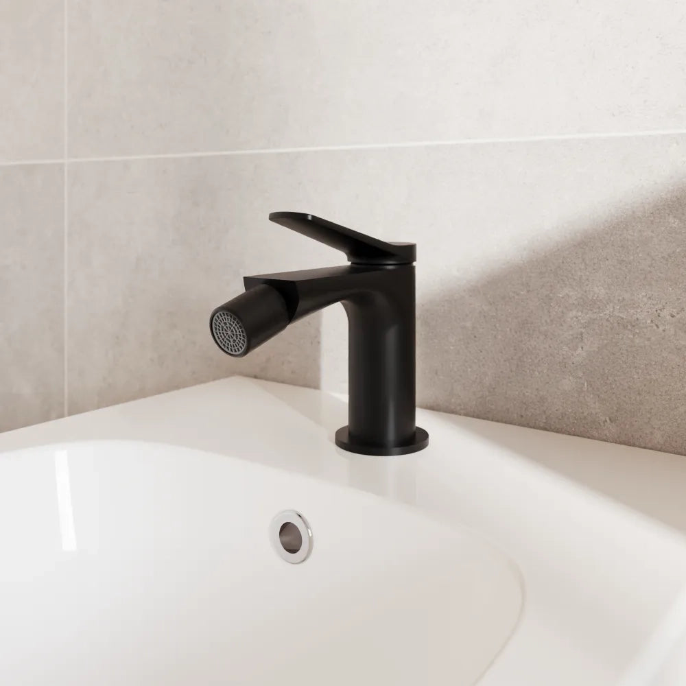 Set miscelatori: lavabo bidet senza scarico e incasso doccia c/deviatore nero opaco | Anne