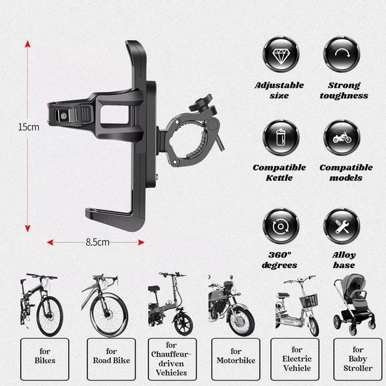 Sostegno per bicicletta per tutte le tipologie di borse acqua e modelli di bicicletta