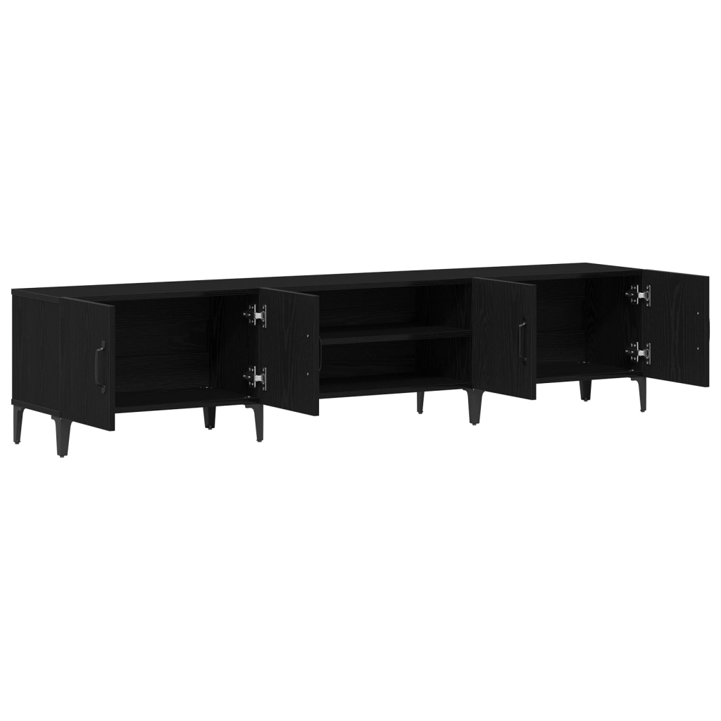 Mobile per TV Nero Rovere 180x31,5x40 cm Legno ingegnerizzato