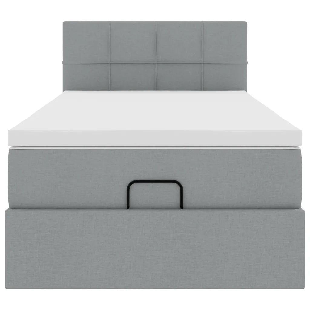 Pouf Letto con Materasso Grigio Chiaro 100x200 cm in Tessuto 3312284