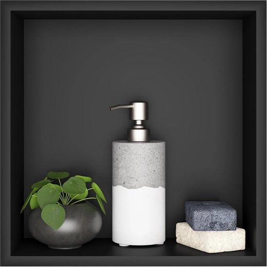 Doucheggiunto a muro, doucheggiunto in acciaio inossidabile, spazio di stoccaggio a muro singola pannellatura, dimensioni doucheggiunto 30 * 30 * 10CM, colore nero