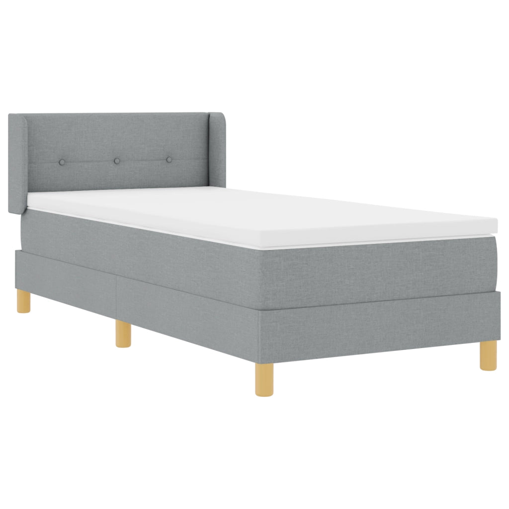 Letto Box Spring  con Materasso Grigio Chiaro 100x200 cm Tessuto