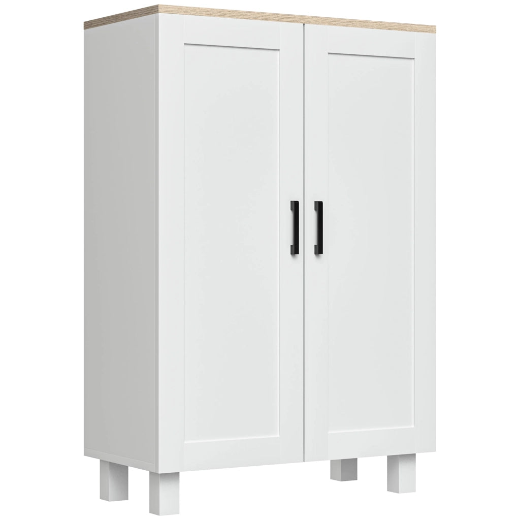 Mobile con 2 Porte e Ripiano Aggiustabile ¨C zephmum ¨C Bianco 60x30x90 cm