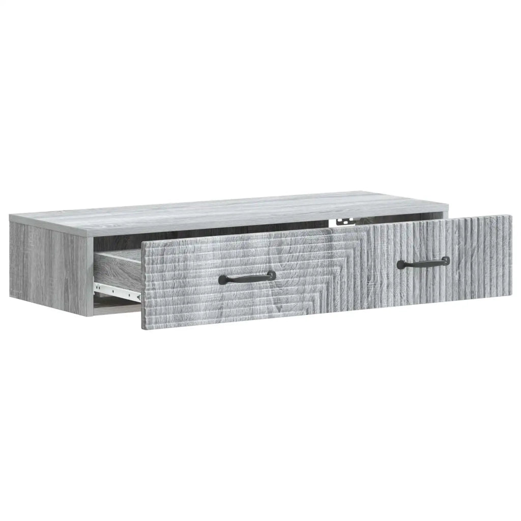 Tavolino da Parete Laterale Grigio Sonoma 87,5 x 34,5 x 17 cm