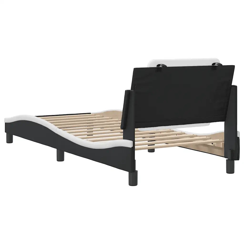 Giroletto senza Materasso Zadar Nero e Bianco 90x200 cm in Similpelle