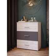 Cassettiera - ADRIA - 3 cassetti - Rovere cenere / Grigio chiaro - 75,2 x 41,3 x 89,7 cm