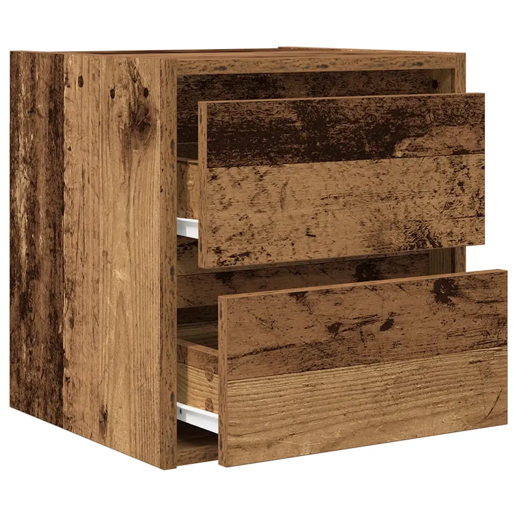 Comodino | Armadio da Notte | Mobiletto da notte a Muro Legno Antico 38x34x40 cm