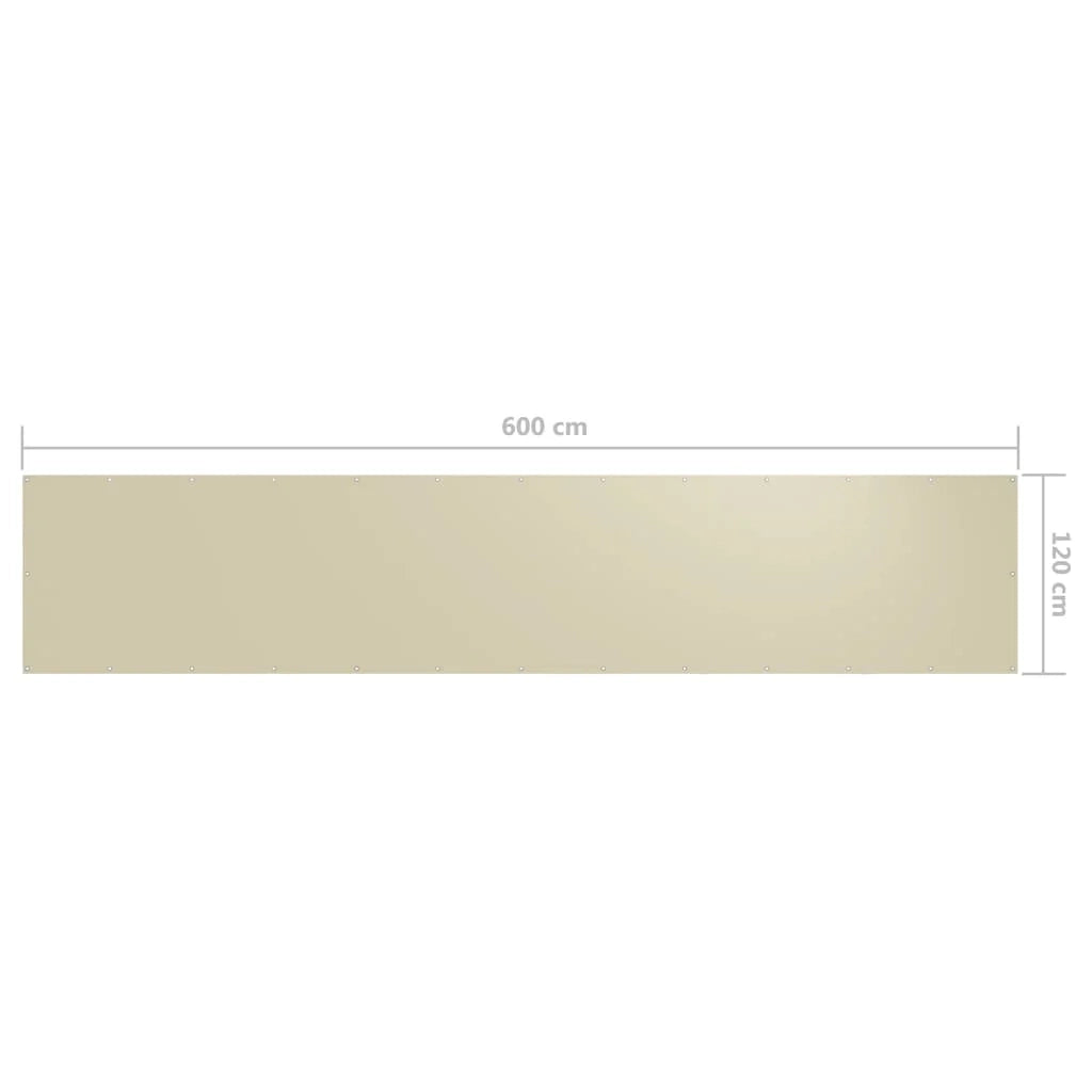 Schermo per balcone schermo per la privacy 120 x 600 cm tessuto Oxford color crema 02_0010138